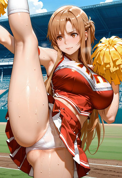 Yuuki Asuna／Sword Art Online Cheerleader・creampie・SEX・pregnant_belly・pregnancy [AI Generated] page 1